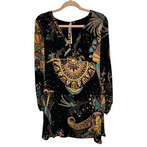 Alice & Trixie Vestido Silk Empire dress in Bohemian Harvest Black size Small
